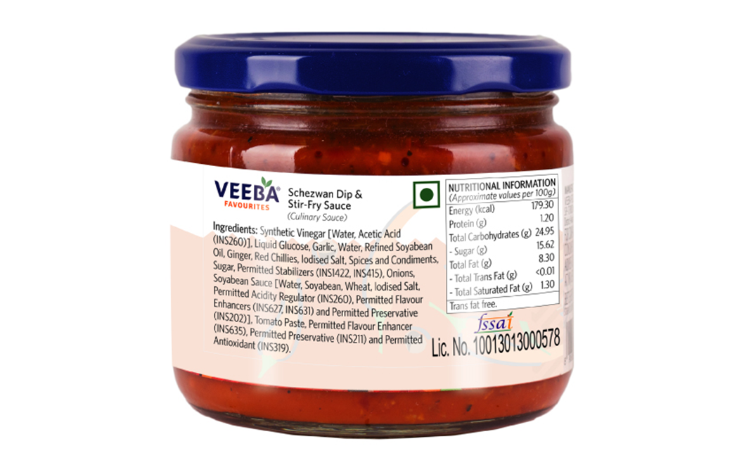 Veeba Schezwan Dip & Stir-Fry Sauce   Glass Jar  320 grams